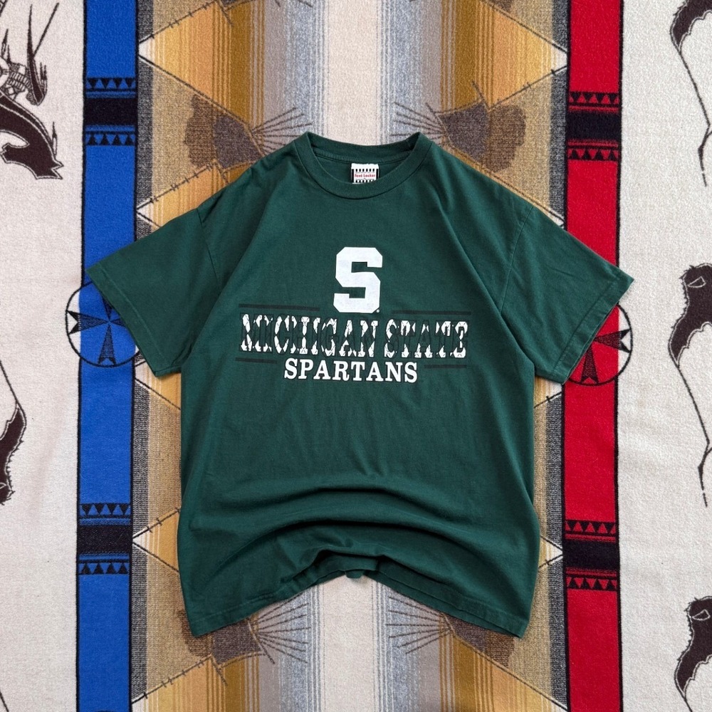 Vintage Michigan State Spartans Foot Locker T-Shirt Mens L Green MSU USA Made